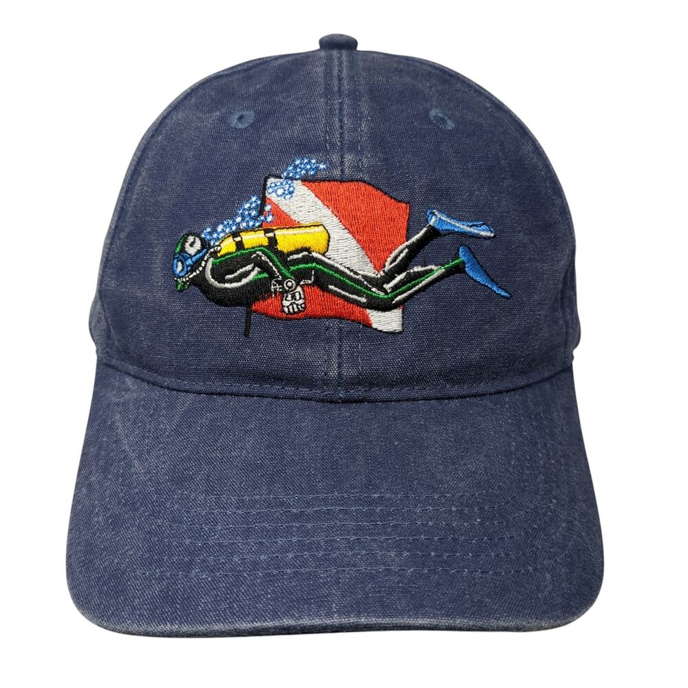 Trident Strapback Baseball Cap Blue One Size Adjustable Embroidered Cotton